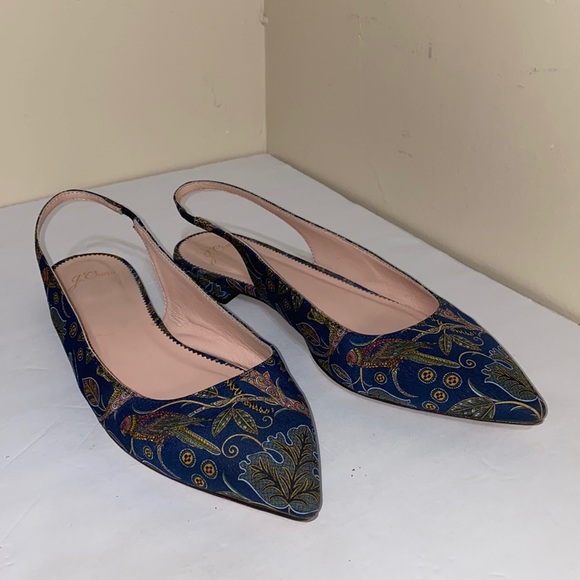 J. Crew Shoes - J Crew Botanical Cheetah Slingback Blue Flats size 9